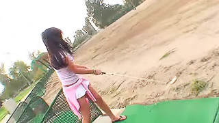 Old Golfer Shows Asian Teen His Drive